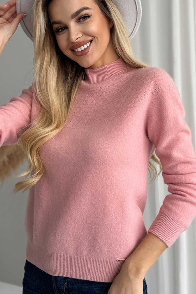 Свитер из натуральной 100% шерсти женский, розовый Silk KIss Wool Pattern, Размер: S, изображение 6 Свитер из натуральной 100% шерсти женский, розовый Silk KIss Wool Pattern, Размер: S, изображение 6