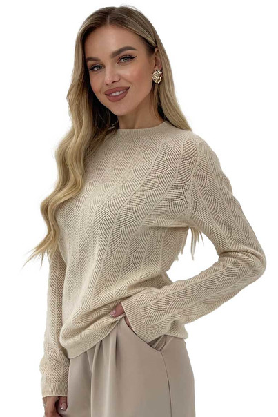 Свитер из натуральной 100% шерсти женский, бежевый Silk KIss Wool Crace, Цвет: Бежевый, Размер: L, изображение 4 Свитер из натуральной 100% шерсти женский, бежевый Silk KIss Wool Crace, Цвет: Бежевый, Размер: L, изображение 4