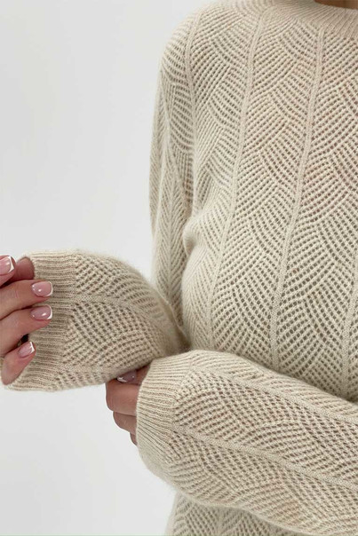 Свитер из натуральной 100% шерсти женский, бежевый Silk KIss Wool Crace, Цвет: Бежевый, Размер: L, изображение 10 Свитер из натуральной 100% шерсти женский, бежевый Silk KIss Wool Crace, Цвет: Бежевый, Размер: L, изображение 10