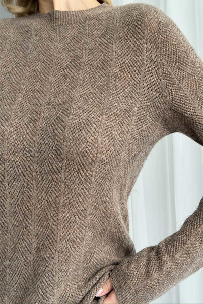 Свитер из натуральной 100% шерсти женский, коричневый Silk KIss Wool Crace, Размер: XXL, изображение 9 Свитер из натуральной 100% шерсти женский, коричневый Silk KIss Wool Crace, Размер: XXL, изображение 9