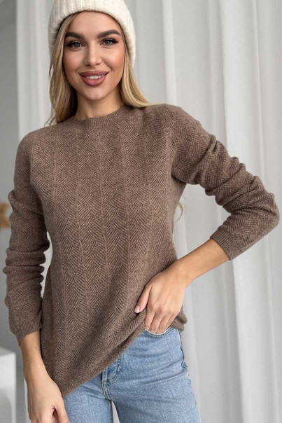 Свитер из натуральной 100% шерсти женский, коричневый Silk KIss Wool Crace, Размер: XXL, изображение 6 Свитер из натуральной 100% шерсти женский, коричневый Silk KIss Wool Crace, Размер: XXL, изображение 6