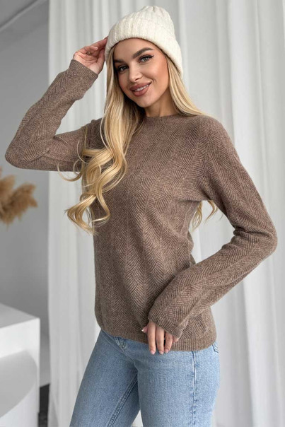 Свитер из натуральной 100% шерсти женский, коричневый Silk KIss Wool Crace, Размер: XXL, изображение 5 Свитер из натуральной 100% шерсти женский, коричневый Silk KIss Wool Crace, Размер: XXL, изображение 5