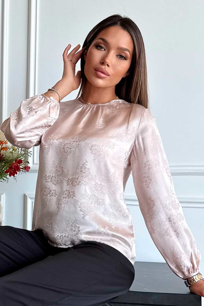 Шелковая рубашка розовая, блуза из натурального шелка с узором Silk Kiss, Размер: S, изображение 3