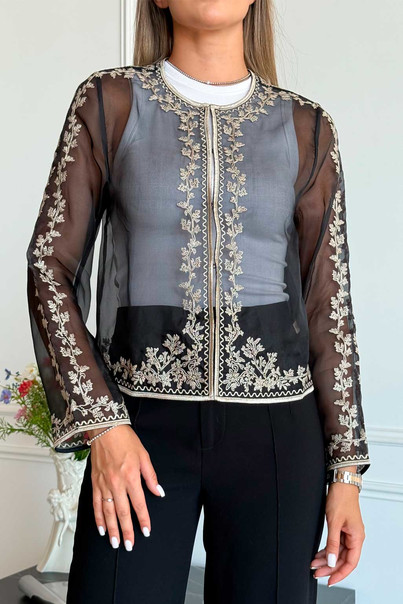 Жакет шовковий жіночий, колір чорний, піджак з натурального шовкової органзи. Silk Kiss, Розмір: M[100-shelkovaya-naturalnaya-rozovaya-sorochka-samarkand-silk-kiss-samarkand-xs-32-34-1613.jpg]