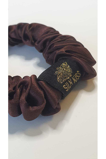Silk hair band made of natural 100% silk, thin. Color chocolate[100-shelkovaya-naturalnaya-rozovaya-sorochka-samarkand-silk-kiss-samarkand-xs-32-34-1613.jpg]