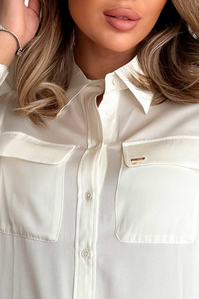 Шовкова жіноча сорочка, біла з накладними кишенями Silk KIss, Розмір: S[100-shelkovaya-naturalnaya-rozovaya-sorochka-samarkand-silk-kiss-samarkand-xs-32-34-1613.jpg]