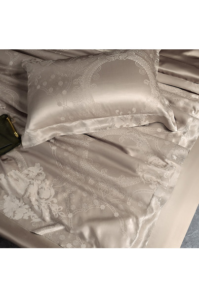 Постельное белье шелковое, из натурального шелка, бежевое. Пододеяльник, простыня, 2 наволочки. Роскошный перламутр. Silk Kiss, изображение 4