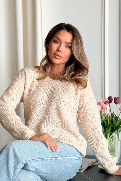 Светр з натуральної 100% вовни жіночий, вовняний білий Silk KIss, Розмір: S[100-shelkovaya-naturalnaya-rozovaya-sorochka-samarkand-silk-kiss-samarkand-xs-32-34-1613.jpg]