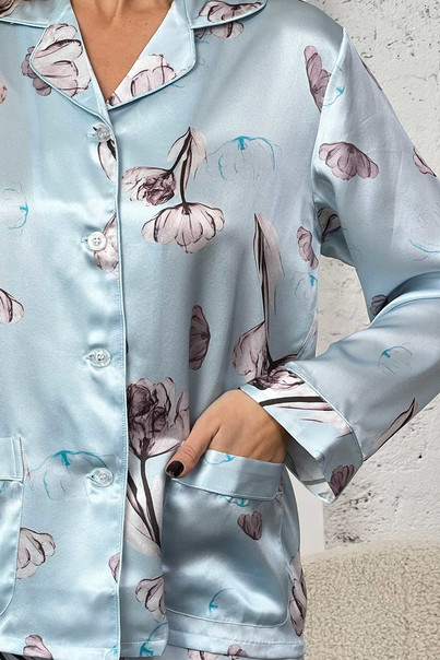 Шовкова жіноча піжама "Магнолія". TM "Silk Kiss". Натуральний 100% шовк., Розмір: M[100-shelkovaya-naturalnaya-rozovaya-sorochka-samarkand-silk-kiss-samarkand-xs-32-34-1613.jpg]