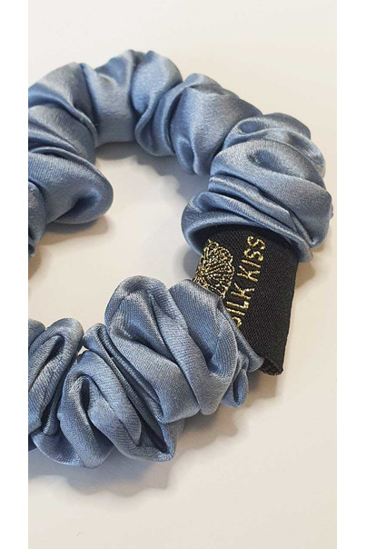 Шелковая резинка для волос из натурального 100% шелка, тонкая. Цвет дельфин, изображение 5 Шелковая резинка для волос из натурального 100% шелка, тонкая. Цвет дельфин, изображение 5