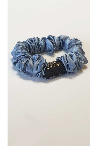 Шелковая резинка для волос из натурального 100% шелка, тонкая. Цвет дельфин, изображение 3 Шелковая резинка для волос из натурального 100% шелка, тонкая. Цвет дельфин, изображение 3