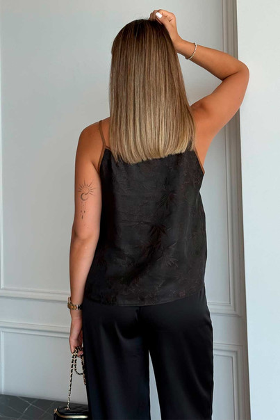 Майка жіноча шовкова топ, чорна з коричневим кантом, з натурального шовку. Silk Kiss, Розмір: S[100-shelkovaya-naturalnaya-rozovaya-sorochka-samarkand-silk-kiss-samarkand-xs-32-34-1613.jpg]