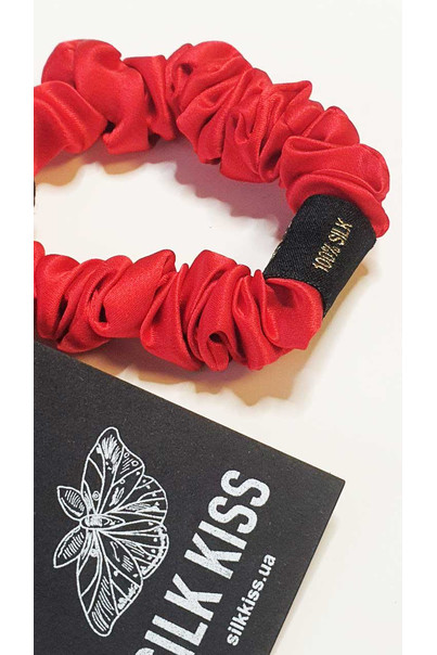 Гумка для волосся з натурального 100% шовку, червона тонка шовкова[100-shelkovaya-naturalnaya-rozovaya-sorochka-samarkand-silk-kiss-samarkand-xs-32-34-1613.jpg]