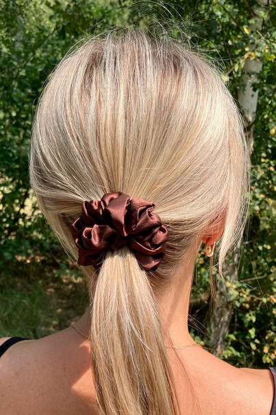Silk hair band made of 100% natural silk, thick. Chocolate color[100-shelkovaya-naturalnaya-rozovaya-sorochka-samarkand-silk-kiss-samarkand-xs-32-34-1613.jpg]