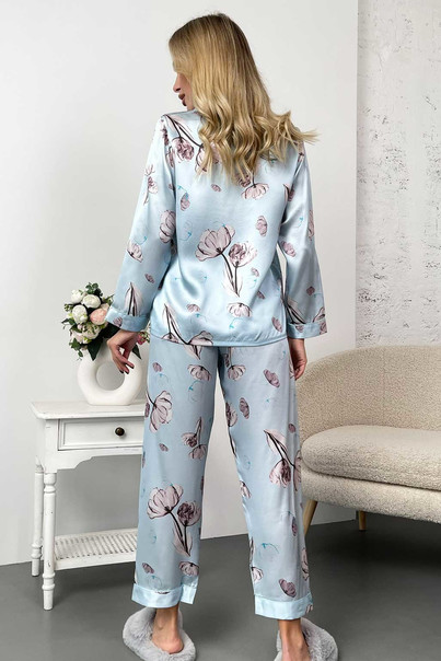 Шовкова жіноча піжама "Магнолія". TM "Silk Kiss". Натуральний 100% шовк., Розмір: M[100-shelkovaya-naturalnaya-rozovaya-sorochka-samarkand-silk-kiss-samarkand-xs-32-34-1613.jpg]