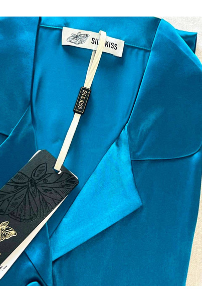 Women's silk pajamas made of 100% natural silk "Azure", Size: M[100-shelkovaya-naturalnaya-rozovaya-sorochka-samarkand-silk-kiss-samarkand-xs-32-34-1613.jpg]