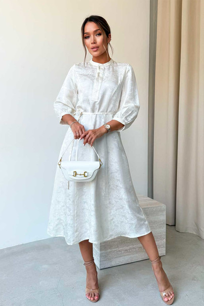 Шовкова біла сукня з натурального шовку, з довгим рукавом, три чверті. Silk Kiss, Розмір: M[100-shelkovaya-naturalnaya-rozovaya-sorochka-samarkand-silk-kiss-samarkand-xs-32-34-1613.jpg]