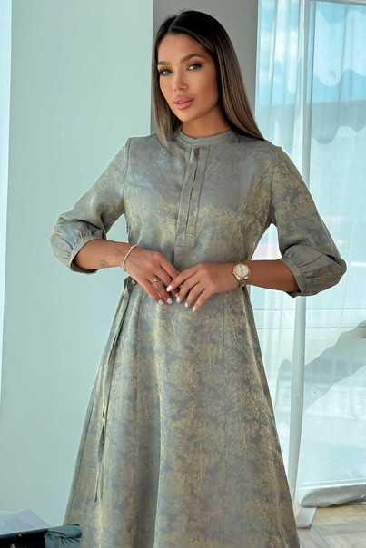 Шовкова сіра сукня з натурального шовку, з довгим рукавом, три чверті. Silk Kiss, Розмір: L[100-shelkovaya-naturalnaya-rozovaya-sorochka-samarkand-silk-kiss-samarkand-xs-32-34-1613.jpg]