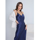Silk dress combination on shoulder straps. TM "Silk Kiss". Natural 100% silk. Midi, royal blue, Size: L[100-shelkovaya-naturalnaya-rozovaya-sorochka-samarkand-silk-kiss-samarkand-xs-32-34-1613.jpg]