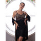 Silk women's nightgown and dressing gown. Set "Paris". TM "Silk Kiss". Natural 100% silk. Black, Size: L[100-shelkovaya-naturalnaya-rozovaya-sorochka-samarkand-silk-kiss-samarkand-xs-32-34-1613.jpg]