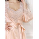 Silk women's nightgown and dressing gown. Sevilla set. TM "Silk Kiss". Natural 100% silk. Beige, Size: S[100-shelkovaya-naturalnaya-rozovaya-sorochka-samarkand-silk-kiss-samarkand-xs-32-34-1613.jpg]
