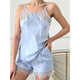 Шелковый топ и шорты. Комплект пижама "Генуя" голубой. TM"Silk Kiss". Натуральный 100% шелк, Размер: XL, изображение 3 Шелковый топ и шорты. Комплект пижама "Генуя" голубой. TM"Silk Kiss". Натуральный 100% шелк, Размер: XL, изображение 3