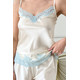 Шелковый топ и шорты, комплект "Флорина", молочный с голубым кружевом. TM"Silk Kiss". Натуральный 100% шелк, Размер: L, изображение 3 Шелковый топ и шорты, комплект "Флорина", молочный с голубым кружевом. TM"Silk Kiss". Натуральный 100% шелк, Размер: L, изображение 3