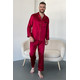 Silk men's pajamas "London", red. TM "Silk Kiss" 100% natural silk, Size: S[100-shelkovaya-naturalnaya-rozovaya-sorochka-samarkand-silk-kiss-samarkand-xs-32-34-1613.jpg]