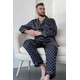 Pajamas made of natural silk "Dubai" for men, brown with a pattern TM "Silk Kiss". Natural 100% silk, Size: L[100-shelkovaya-naturalnaya-rozovaya-sorochka-samarkand-silk-kiss-samarkand-xs-32-34-1613.jpg]
